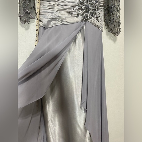 My queen silver FORMAL MODEST MOTHER OF THE BRIDE GROOM DRESS M - Picture 7 of 15